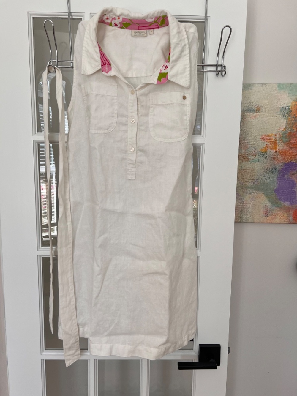 Spartina 449 Pearl White Belted Eliza
Sleeveless Linen Shirt Dress • Size S - Picture 13 of 13